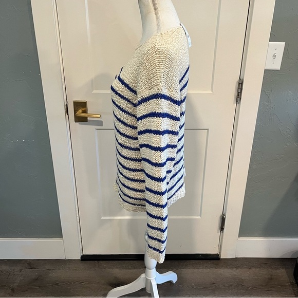 J. Crew Blue & Cream Montauk Pullover Striped Sweater medium - Picture 7 of 8